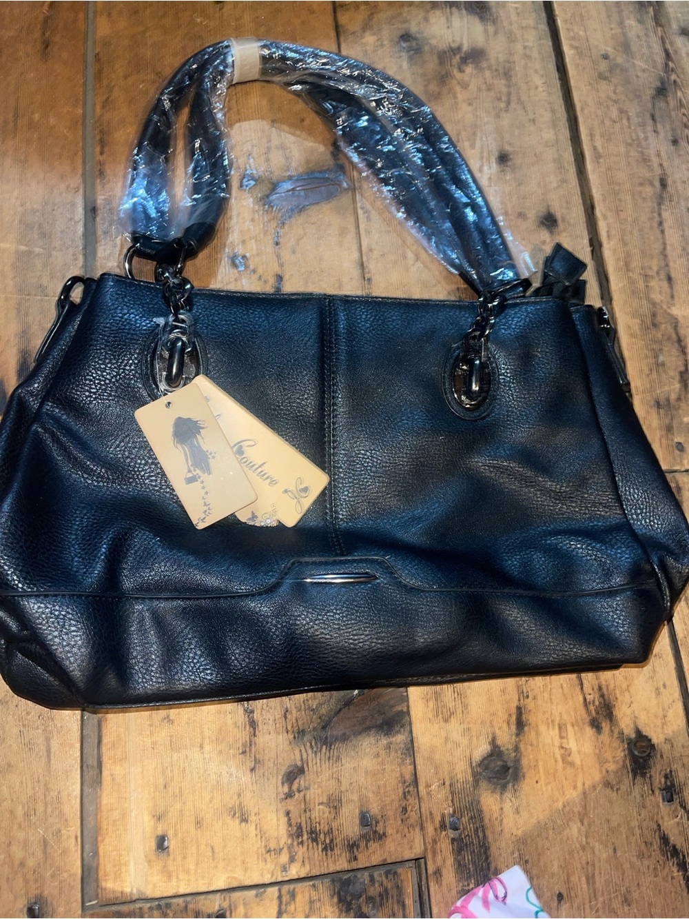 Classic Black Pebbled Tote with Double Handles